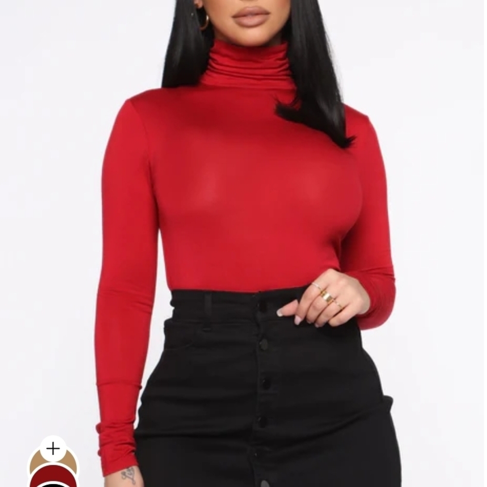 Fashion Nova Red Ribbed Long Dleeve